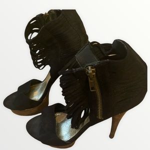 Black suede heels size 7.5